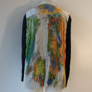 UNISEX Sacai Navy Multicolor World Map Mixed Media Knit V-Neck Cardigan/Sweater